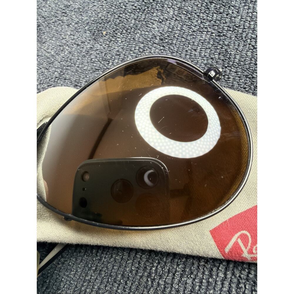 Ray-Ban RB3025 Aviator Sunglasses Mens Womens Matte Black Brown Gradient 55mm - Picture 6 of 16